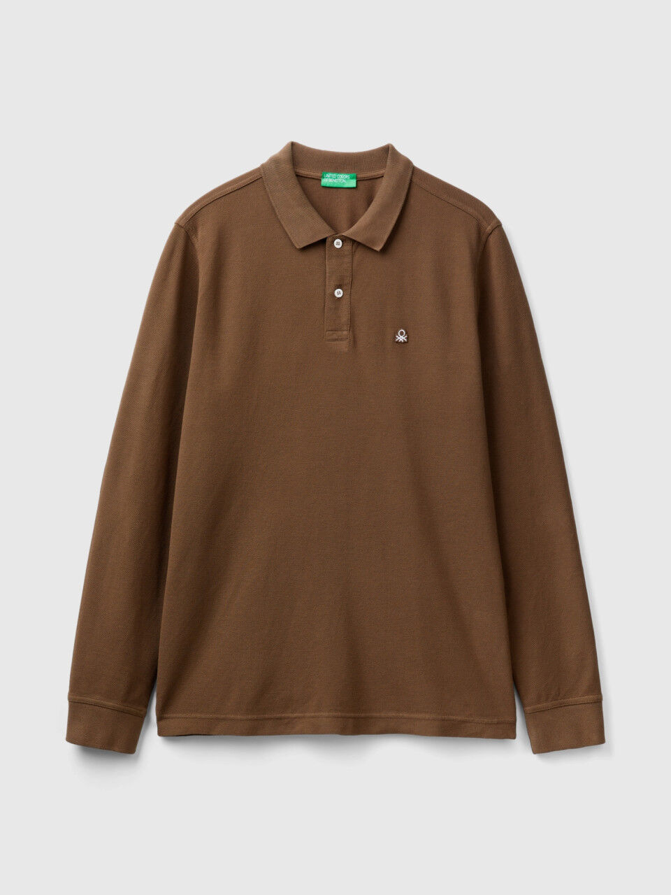 Polo de manga larga de 100 algodon Marron Benetton