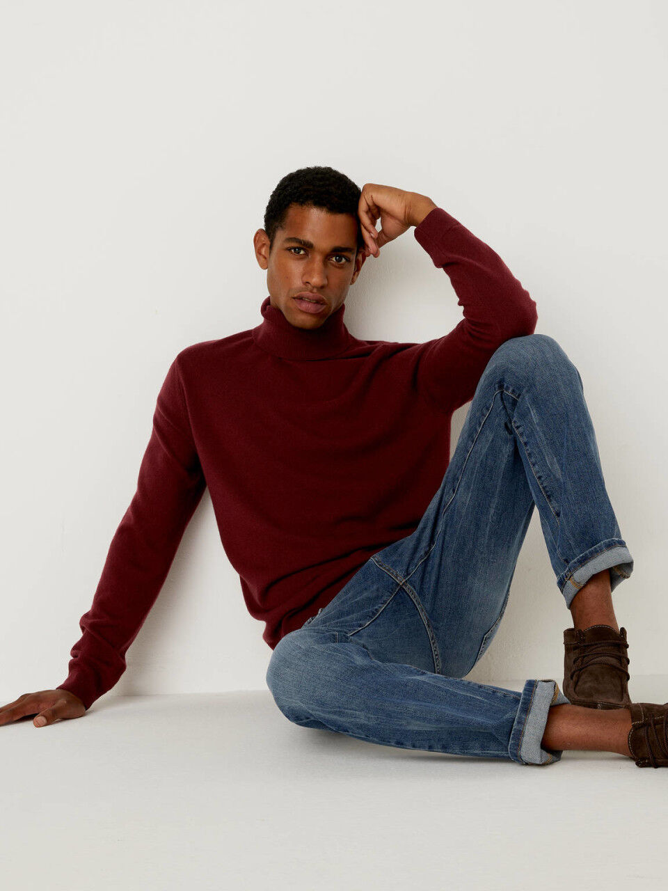 Mens burgundy turtleneck discount sweater