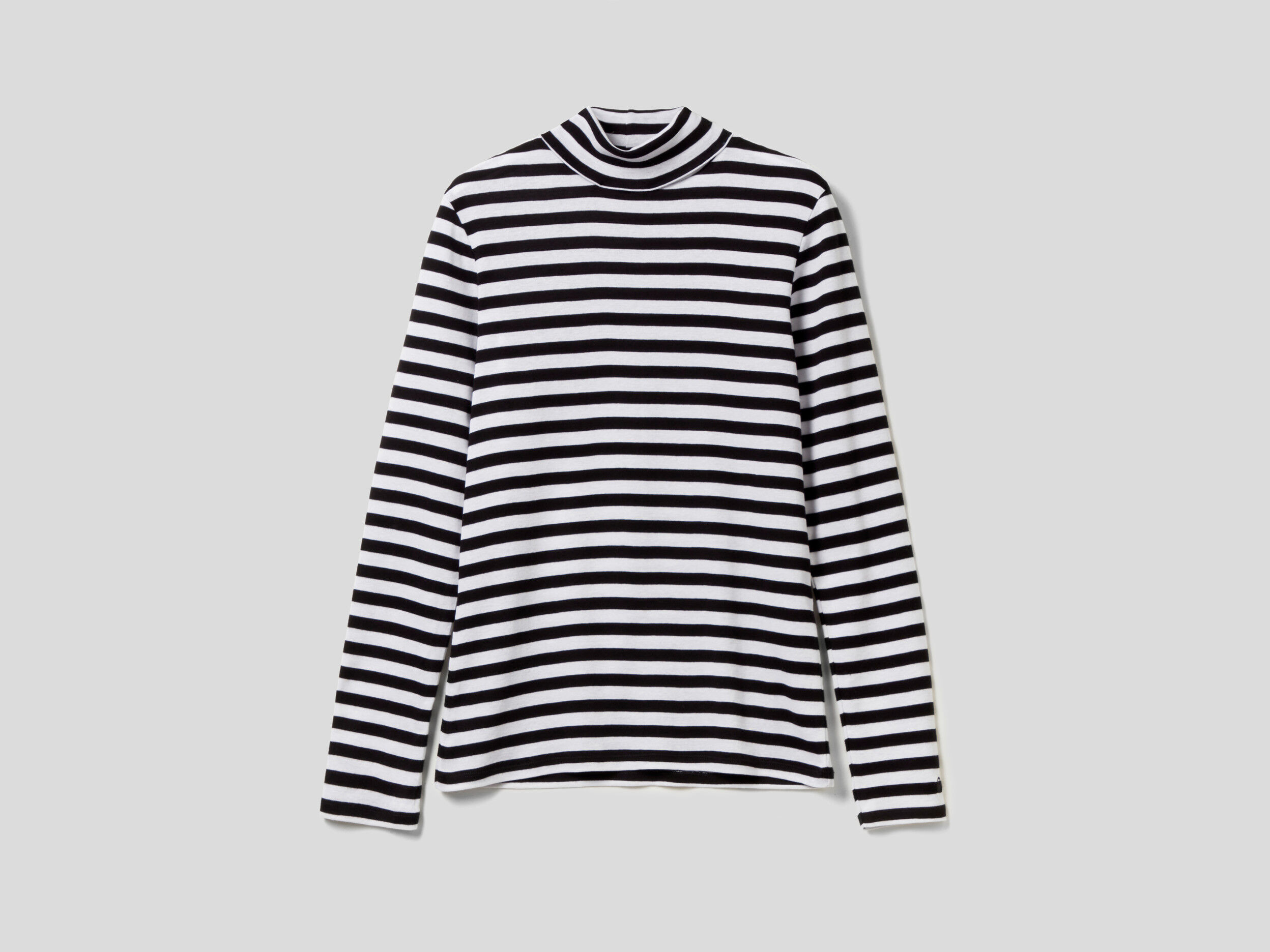 Striped turtleneck t shirt Black Benetton