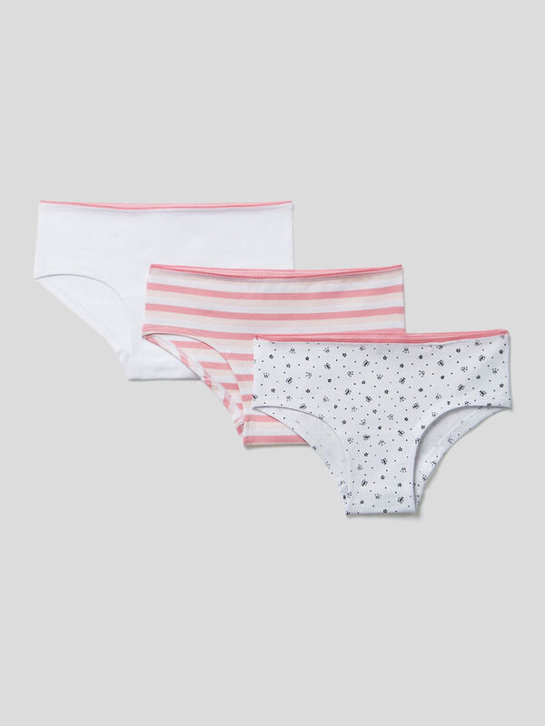 Set of three pairs of underwear in stretch cotton Junior Girl