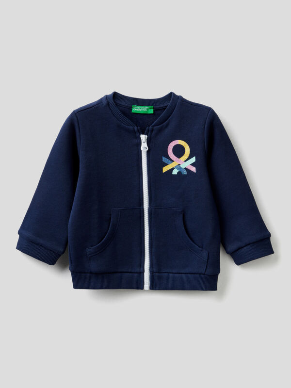 Sweatshirt with zip in organic cotton Junior Girl