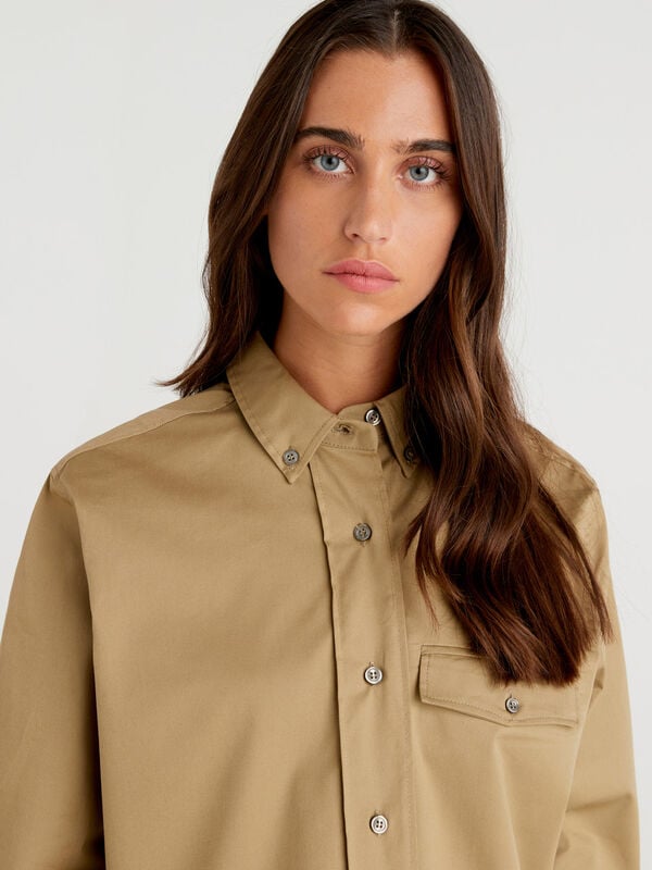 Button down shirt with pocket Women
