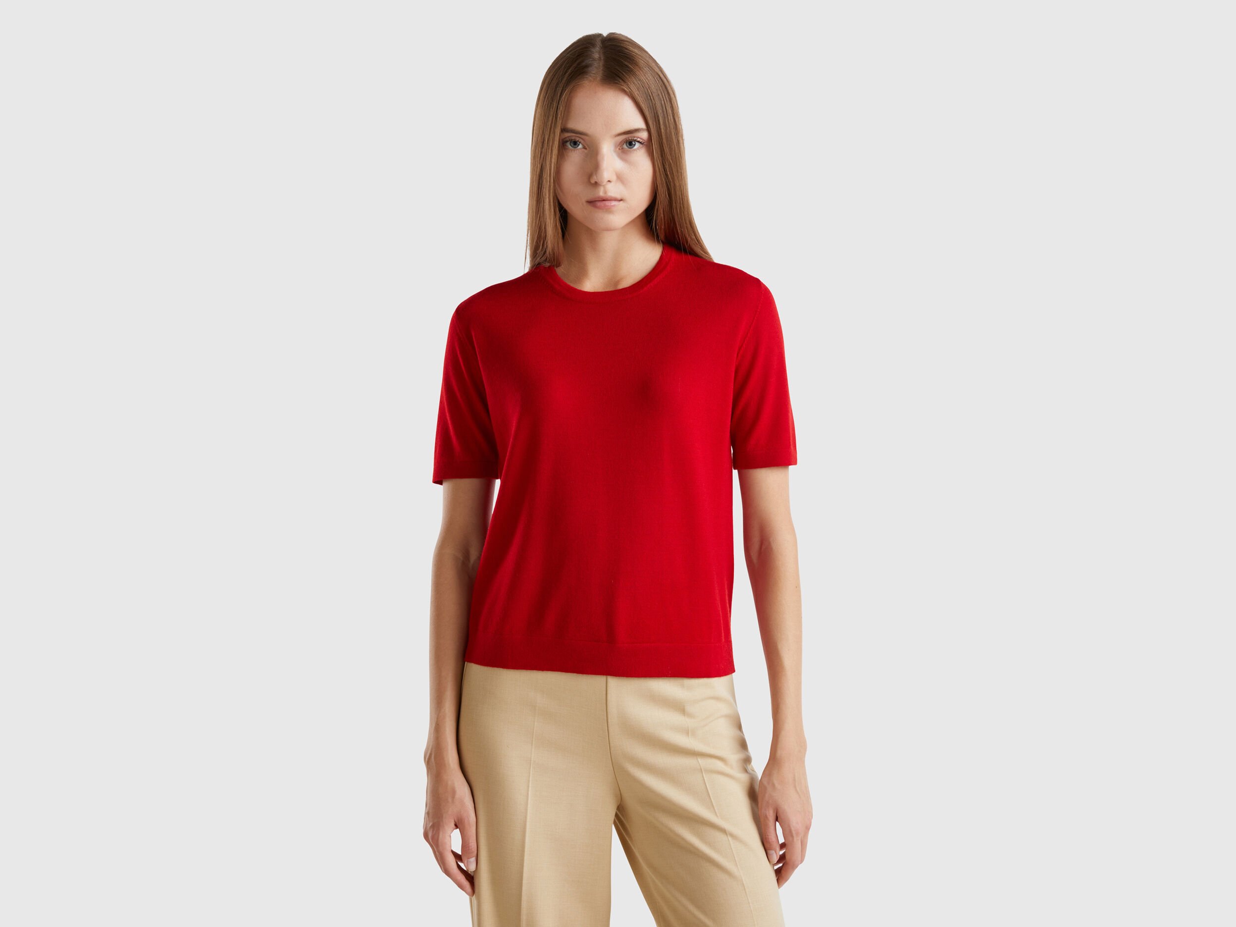 Women's short sleeve cotton sweaters top