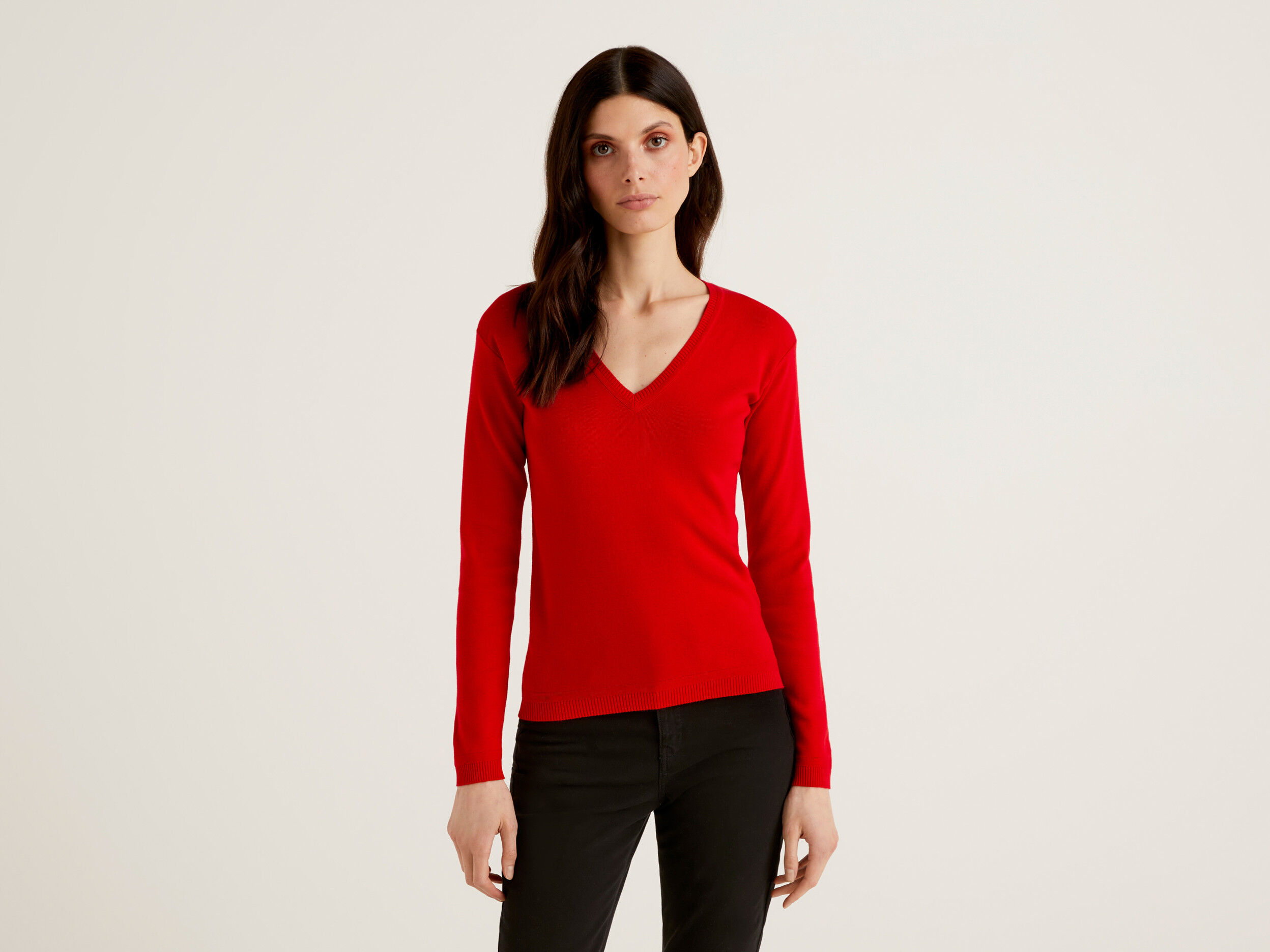 red cotton sweater women's