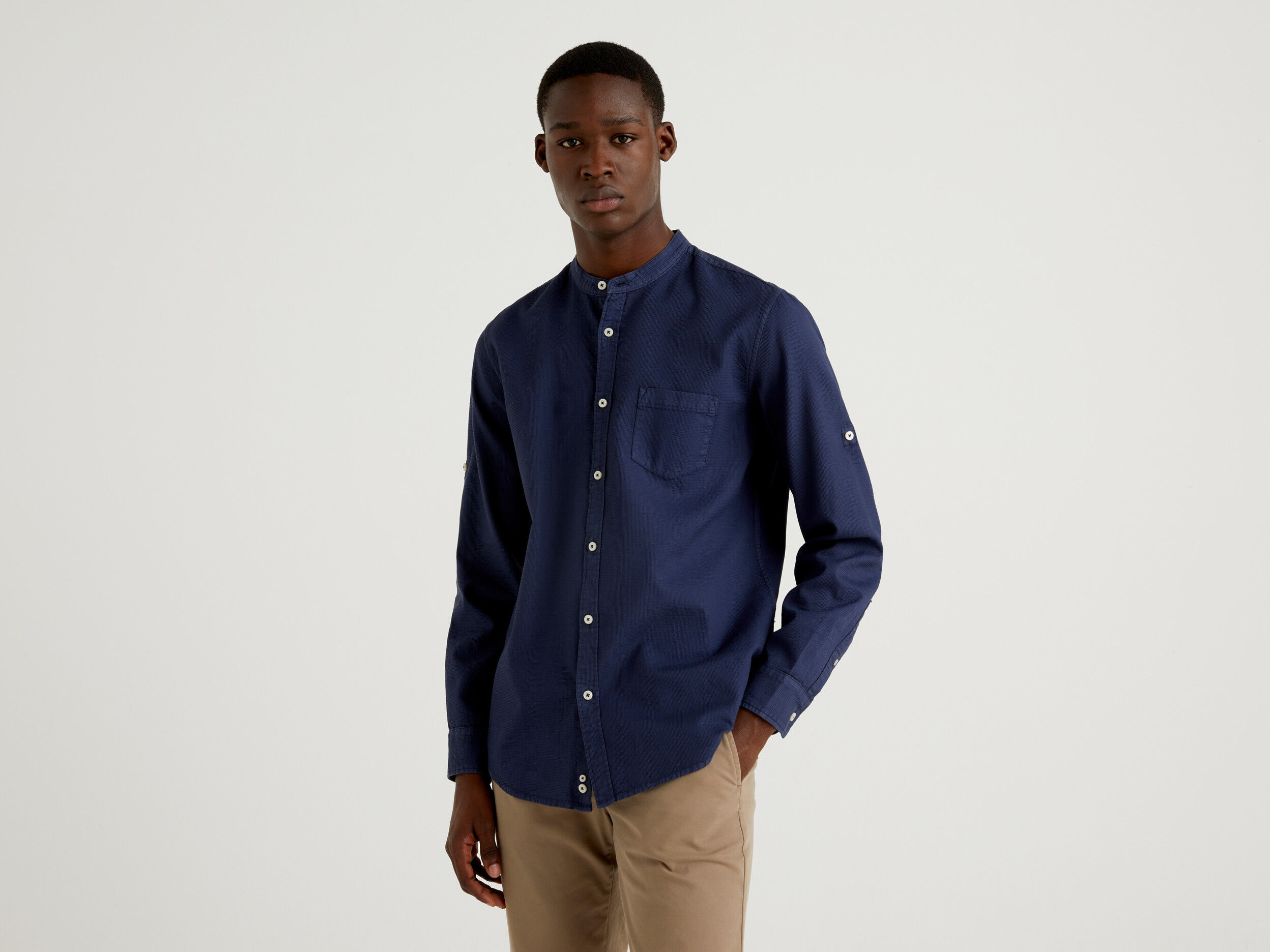 Camisa slim hotsell fit cuello mao