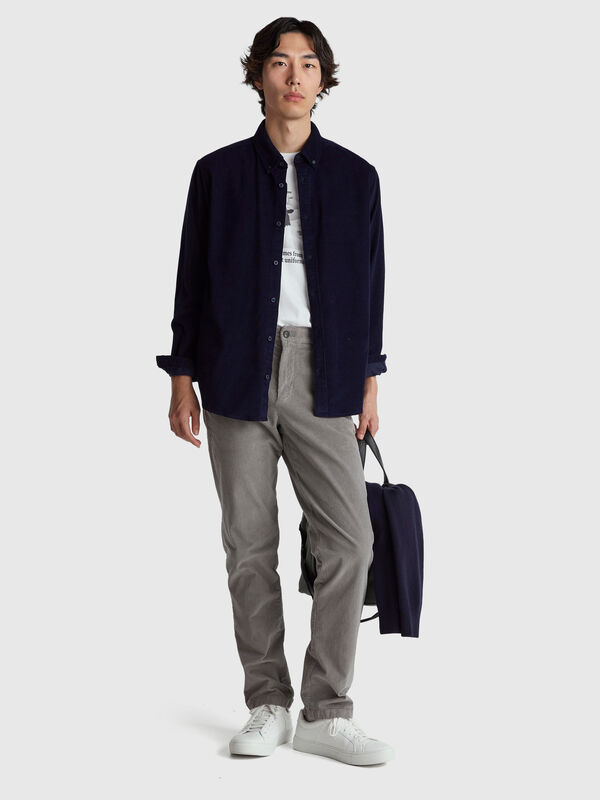 Camisa de terciopelo con botones Hombre