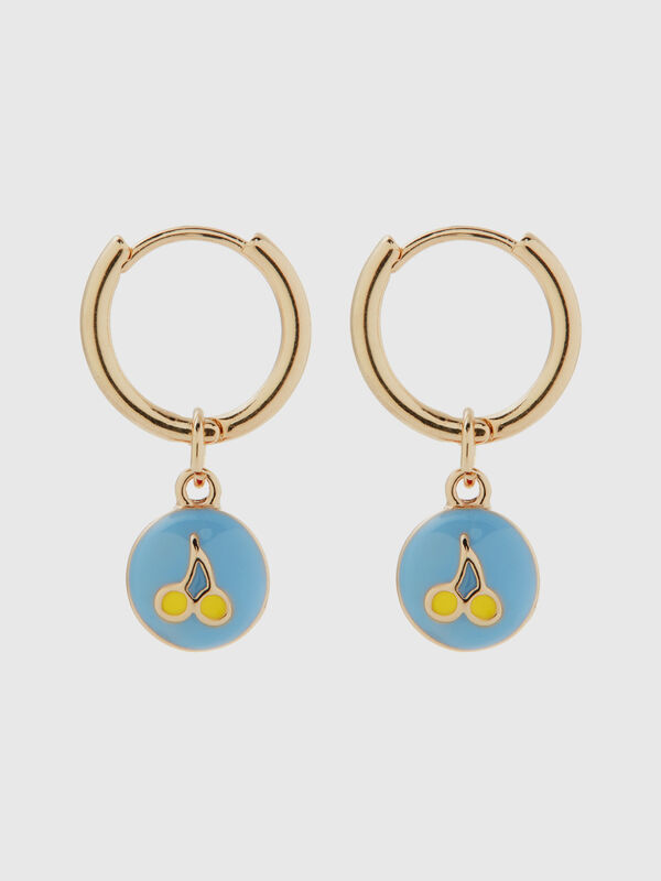 Earrings with sky blue cherry pendant Women