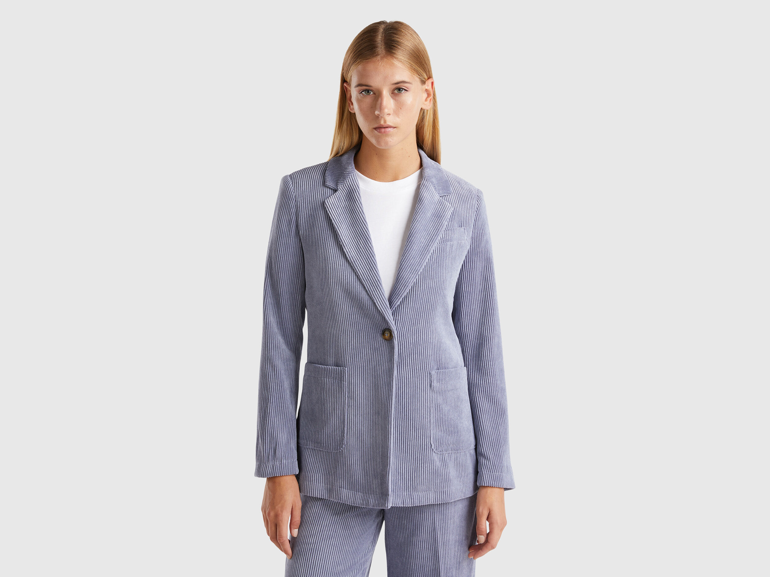 Corduroy blazer - Sky Blue | Benetton