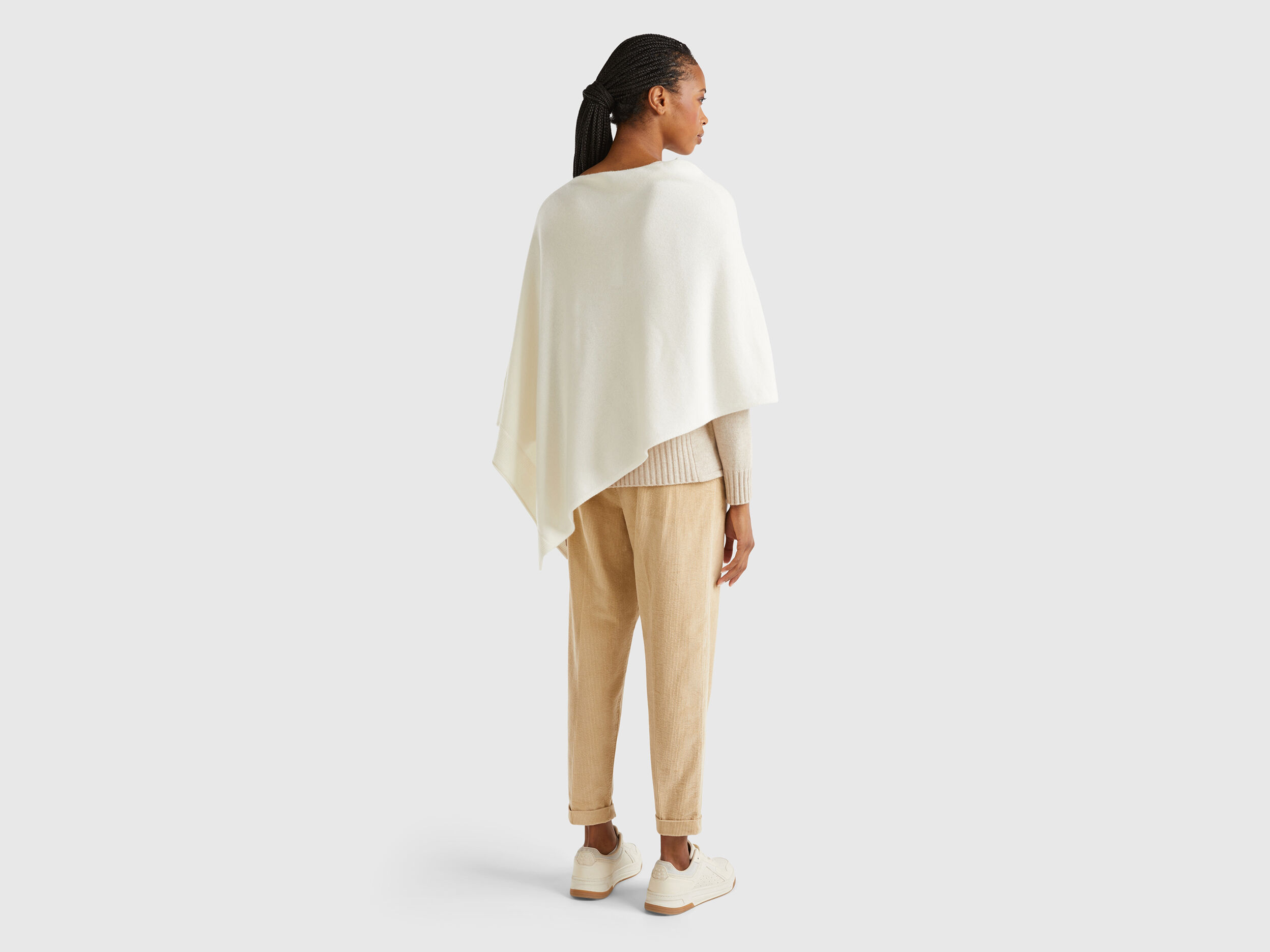 Cashmere blend poncho Creamy White Benetton