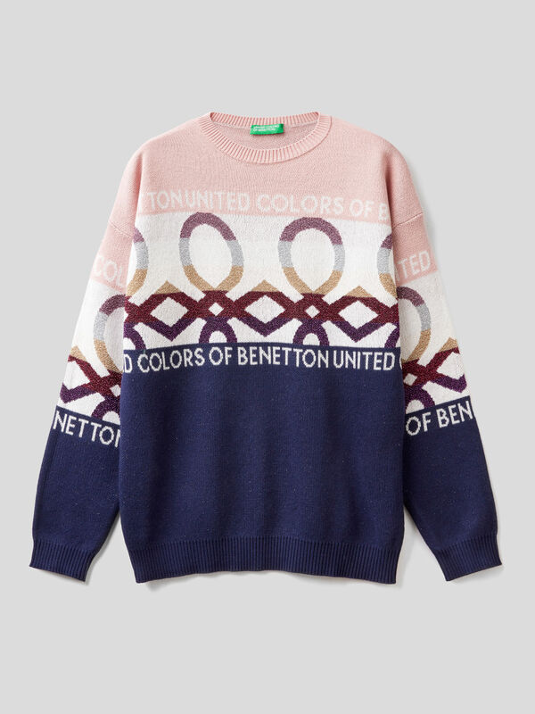 Tricot sweater with logo inlays Junior Girl