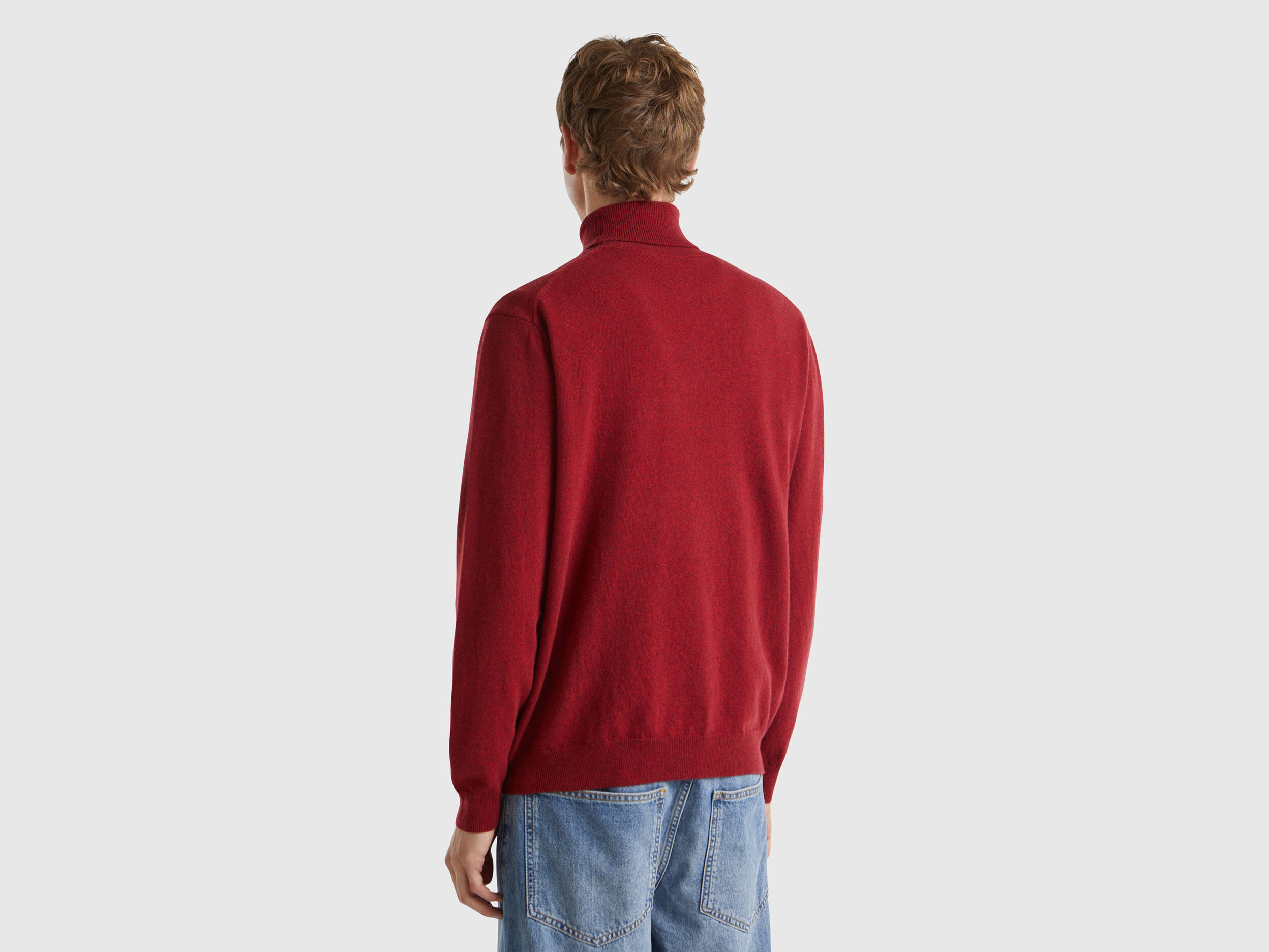 Marl red turtleneck in pure Merino wool - Red | Benetton