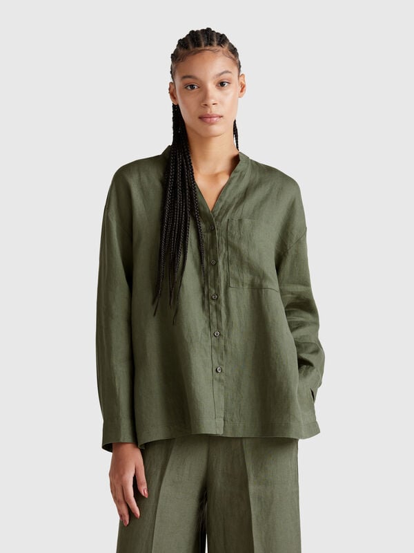Camisa oversize de puro lino Mujer