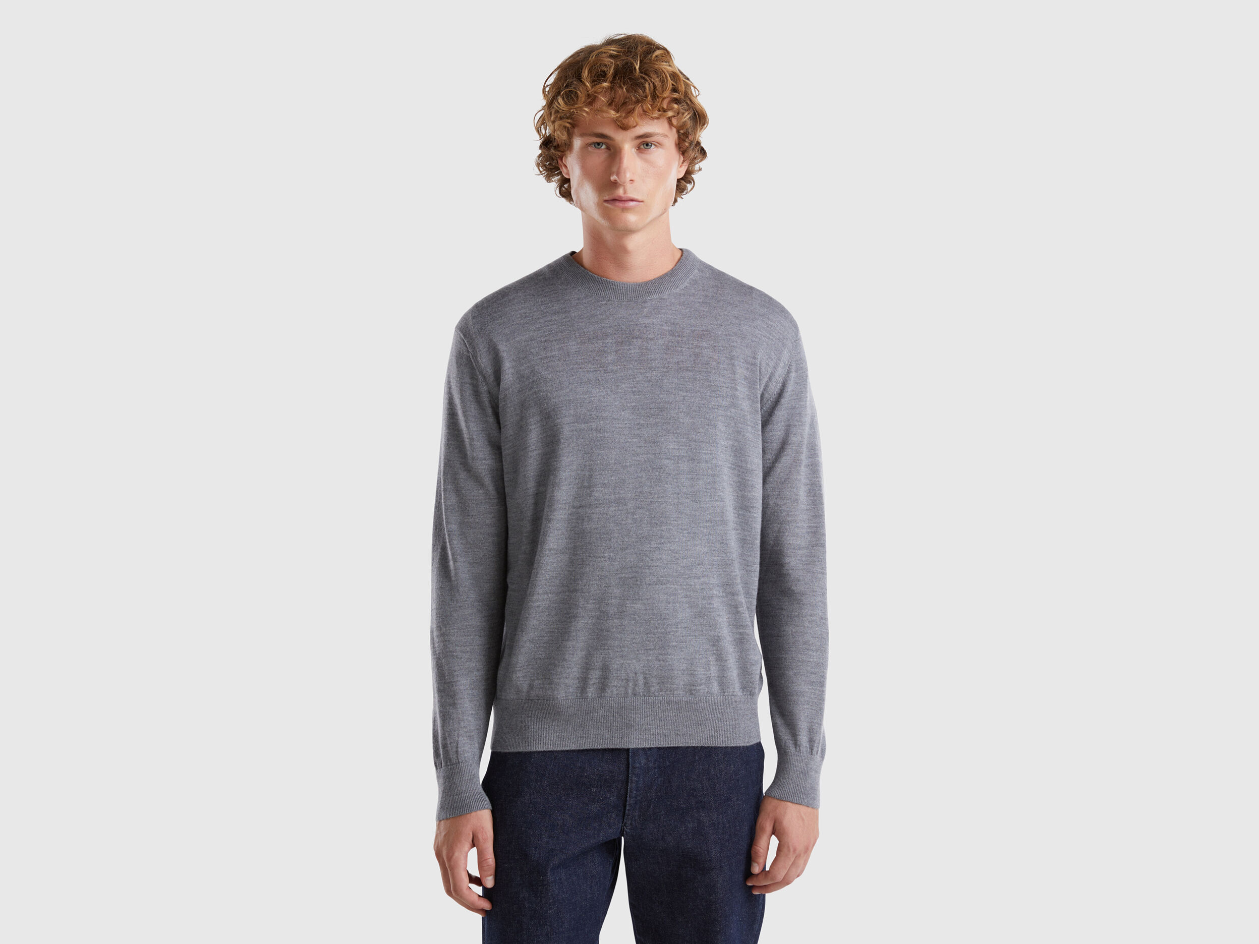 Crew Neck Merino Wool Sweaters Men 2024 Benetton