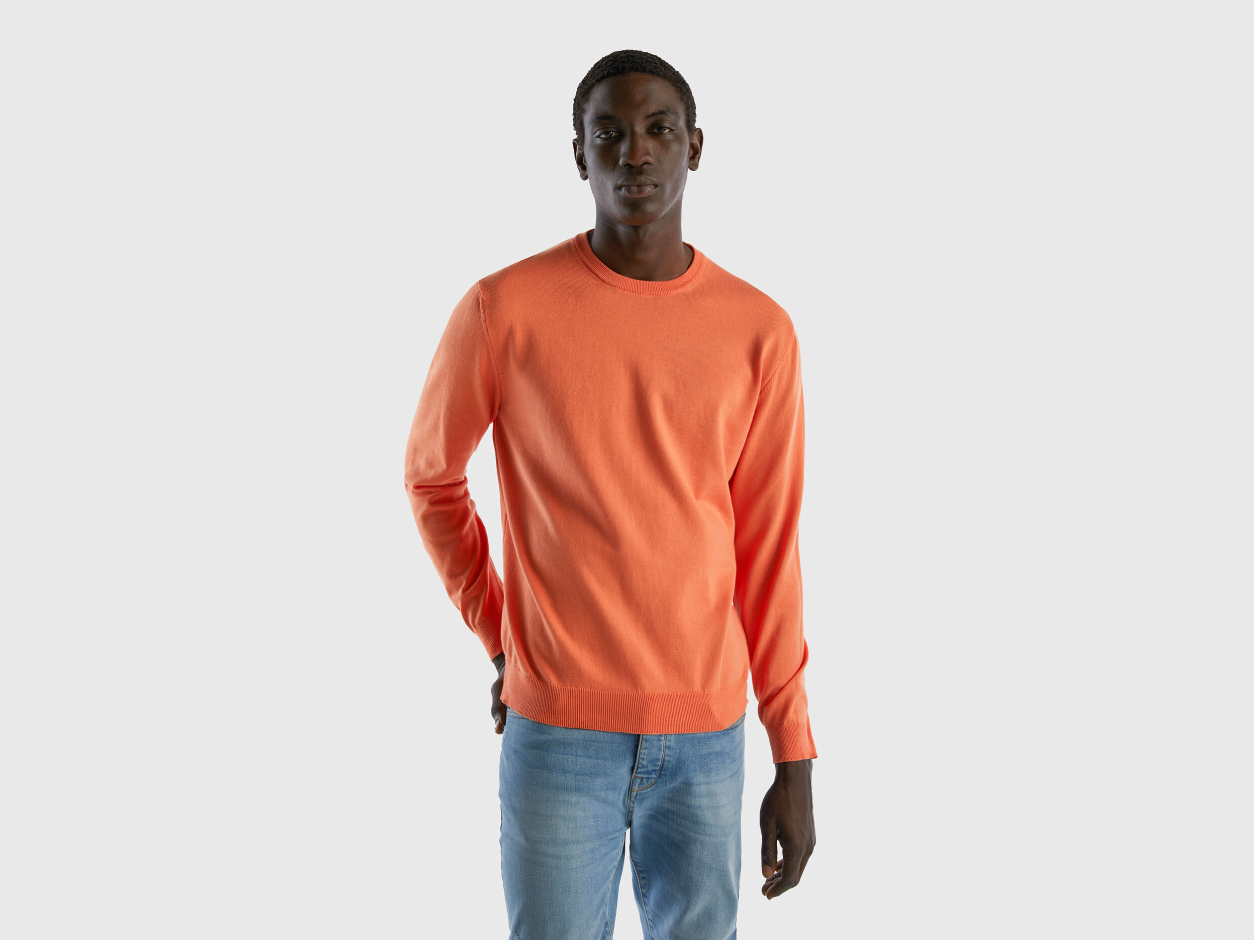 Mens orange best sale crew neck sweater