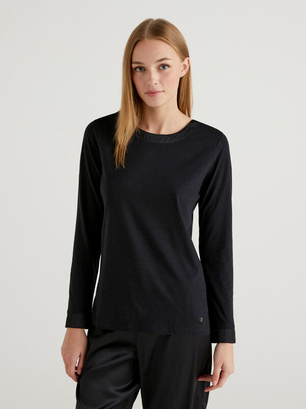 Sweater with satin inserts Women
