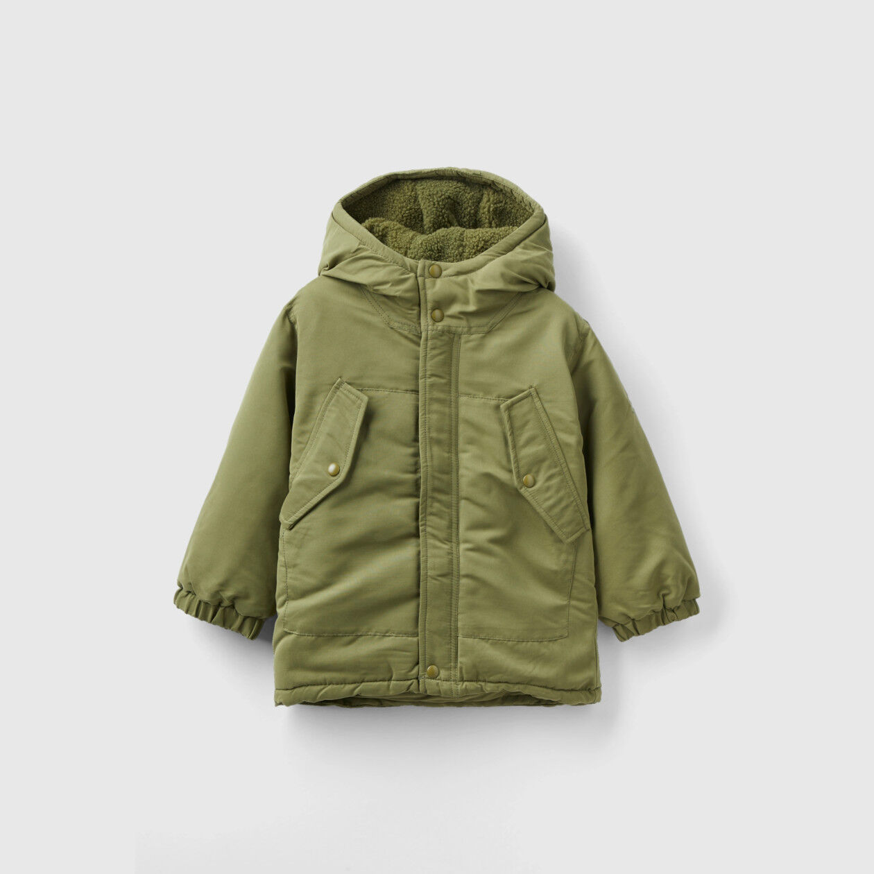 Padded parka with pockets Military Green Benetton
