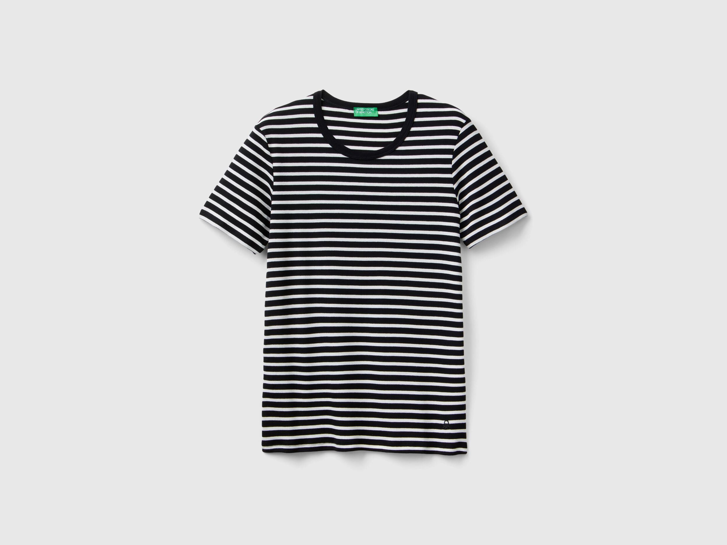 Crew neck striped t shirt Black Benetton