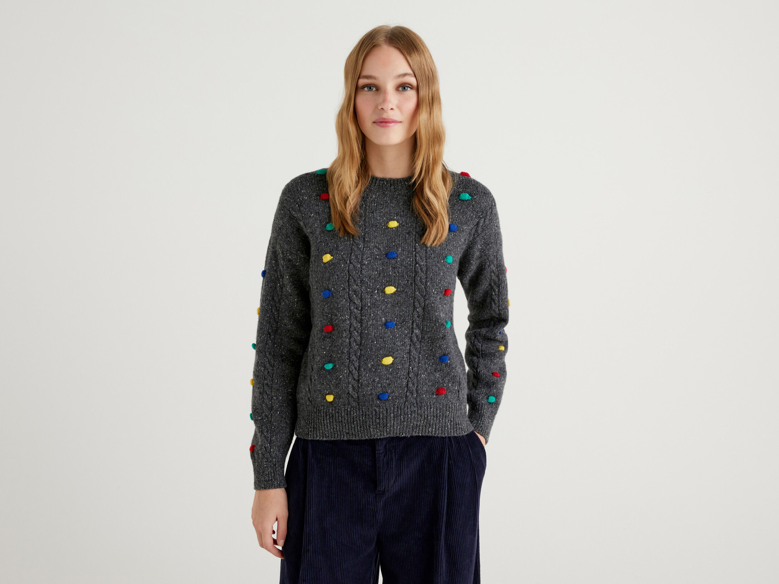 Pom pom top jumper womens