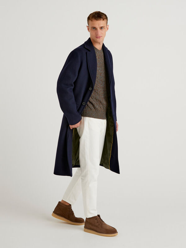 Long coat in wool blend Men