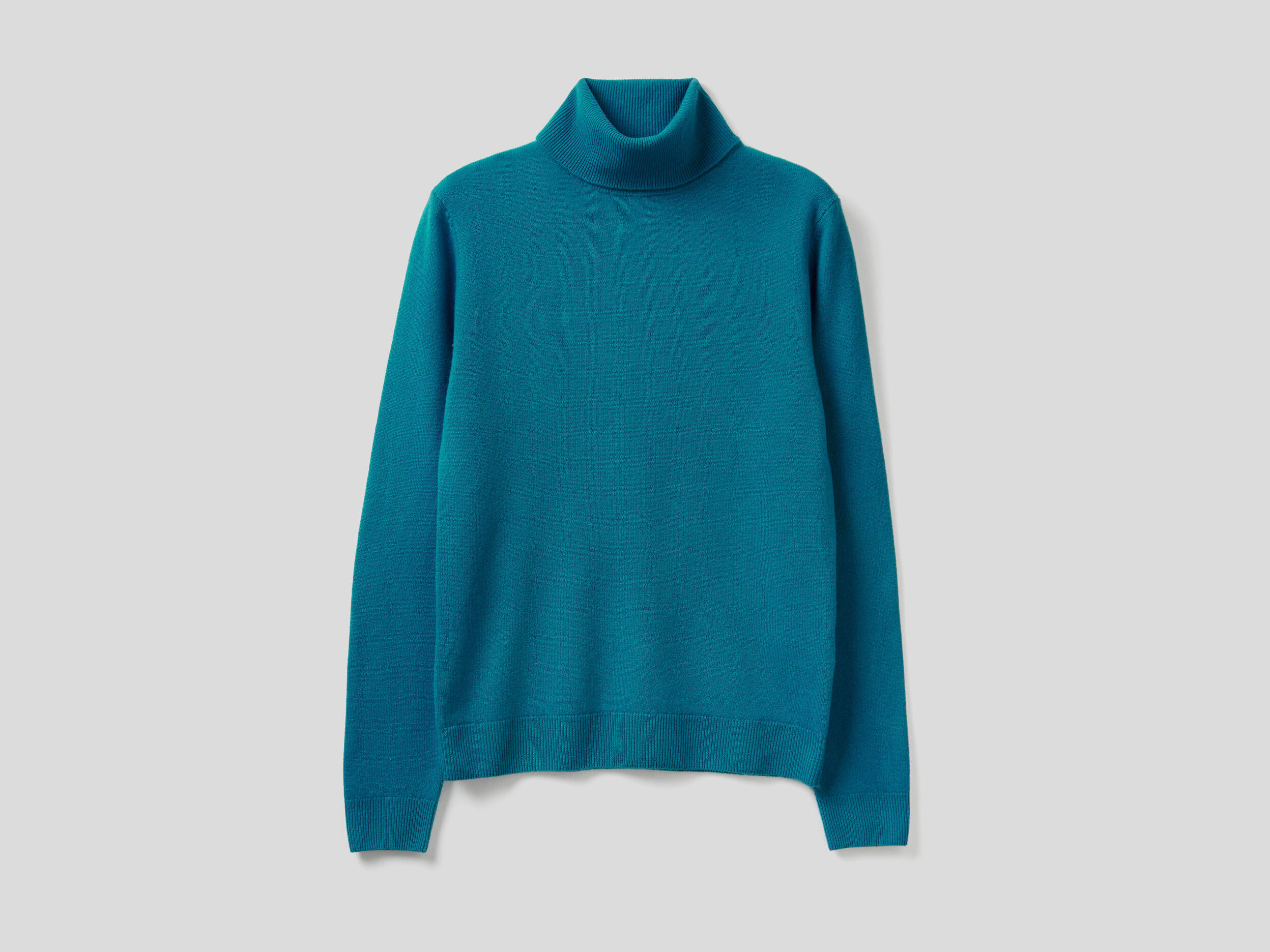 Teal turtleneck sweater in pure Merino wool Teal Benetton