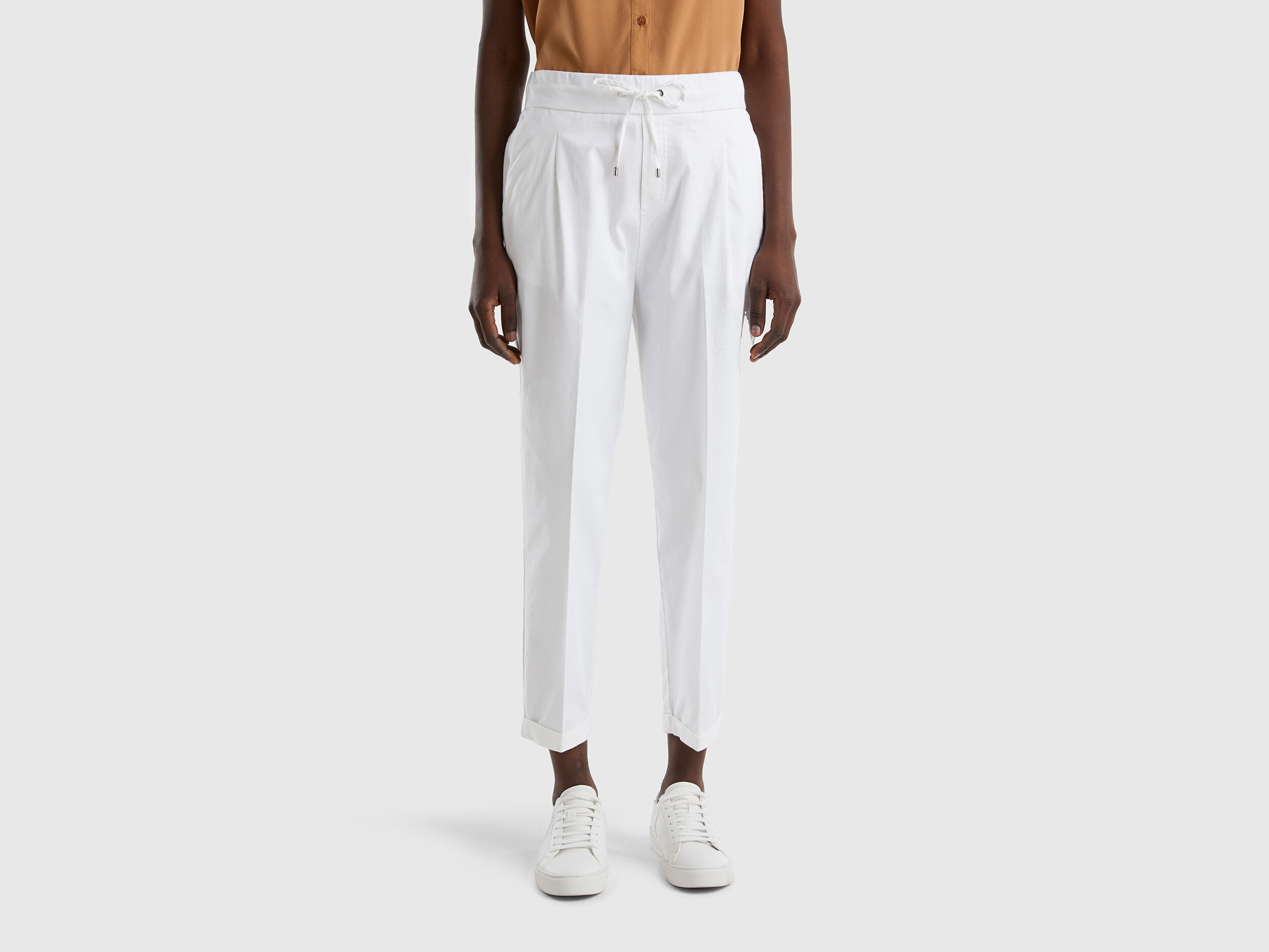 Joggers in stretch cotton White Benetton