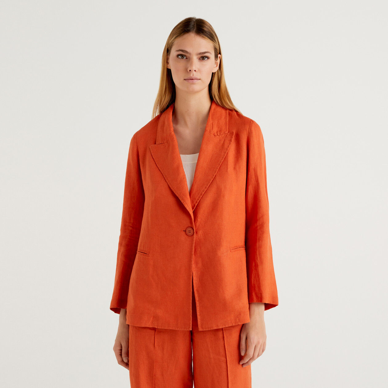 Orange discount linen blazer