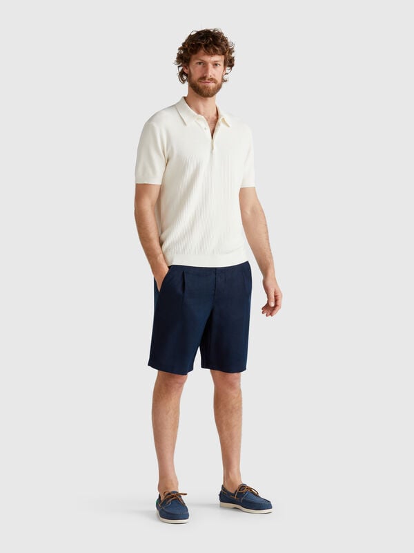 Bermudas con cordón de puro lino Hombre