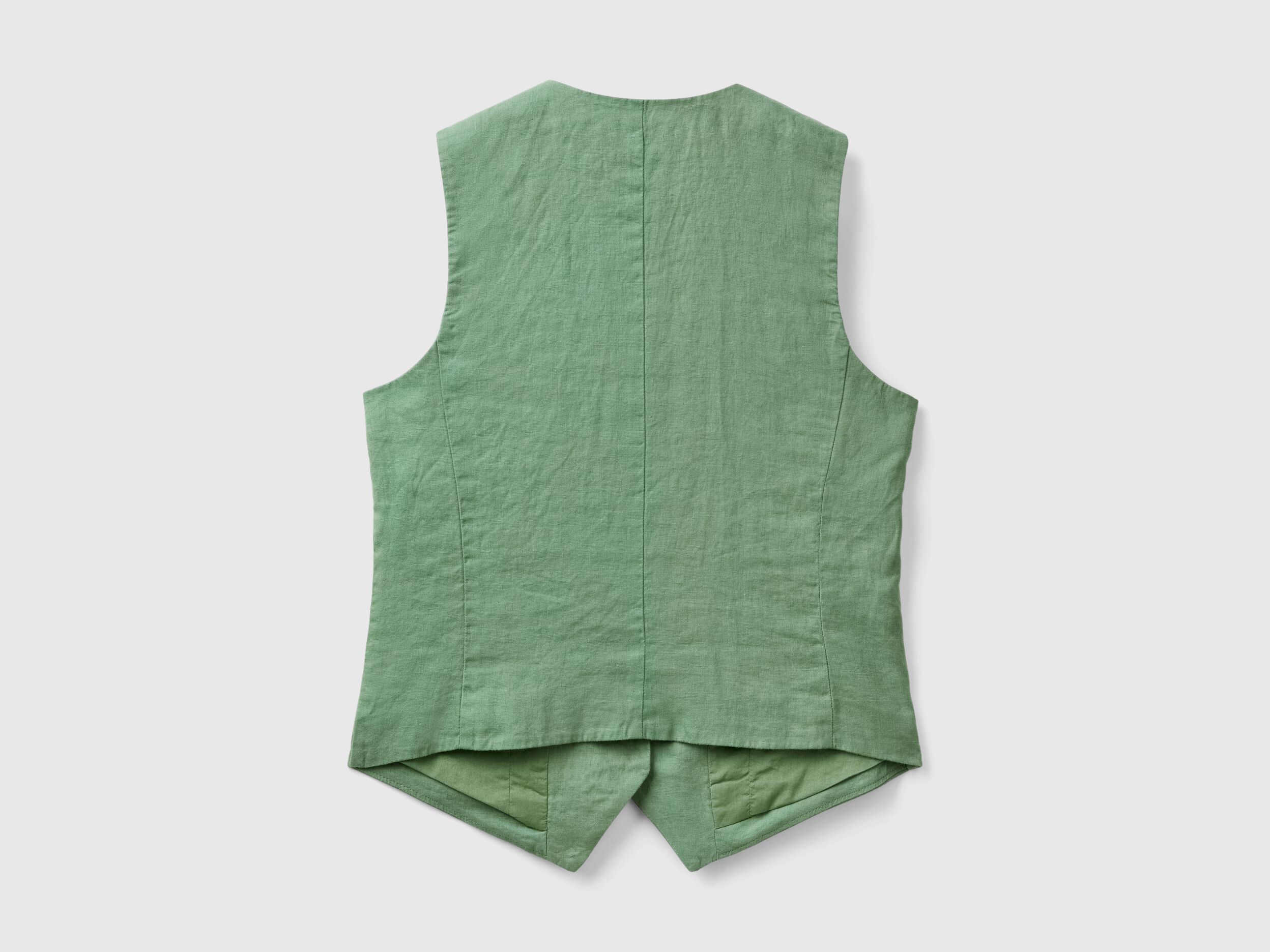 Pure linen vest - Green | Benetton