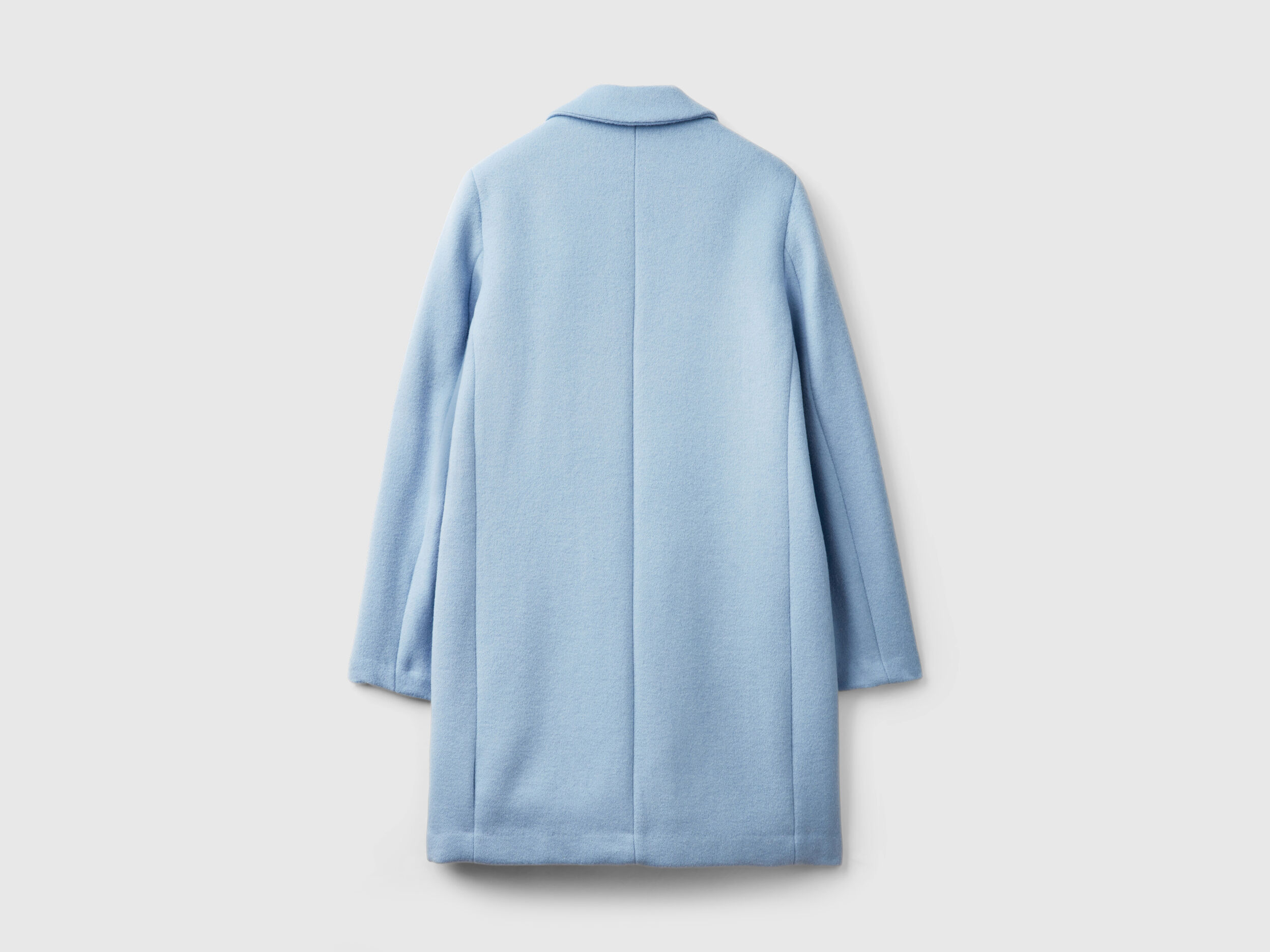 Short coat in wool blend cloth - Light Blue | Benetton Short coat in wool blend cloth - Light Blue | Benetton