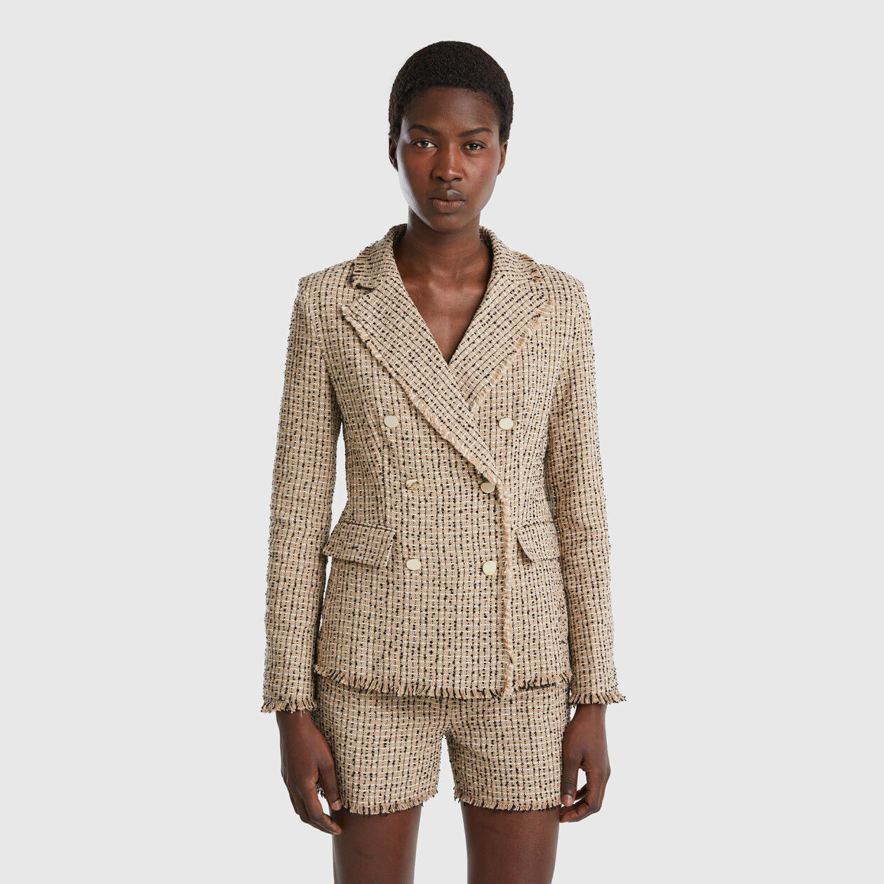 Beige cheap tweed blazer
