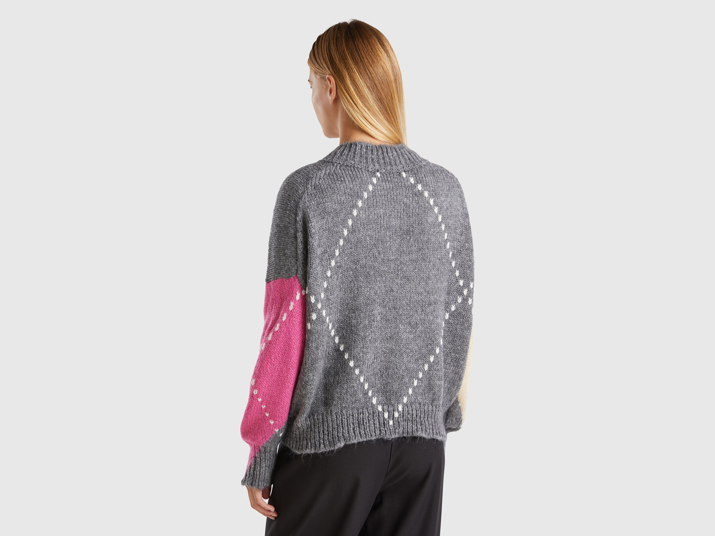 Boxy fit sweater in mohair blend - Multi-color | Benetton