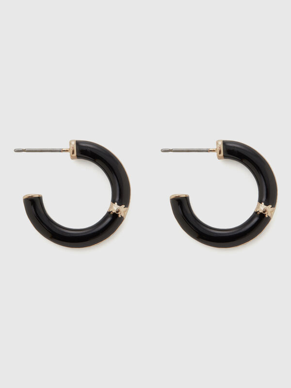 Black C hoop earrings Women