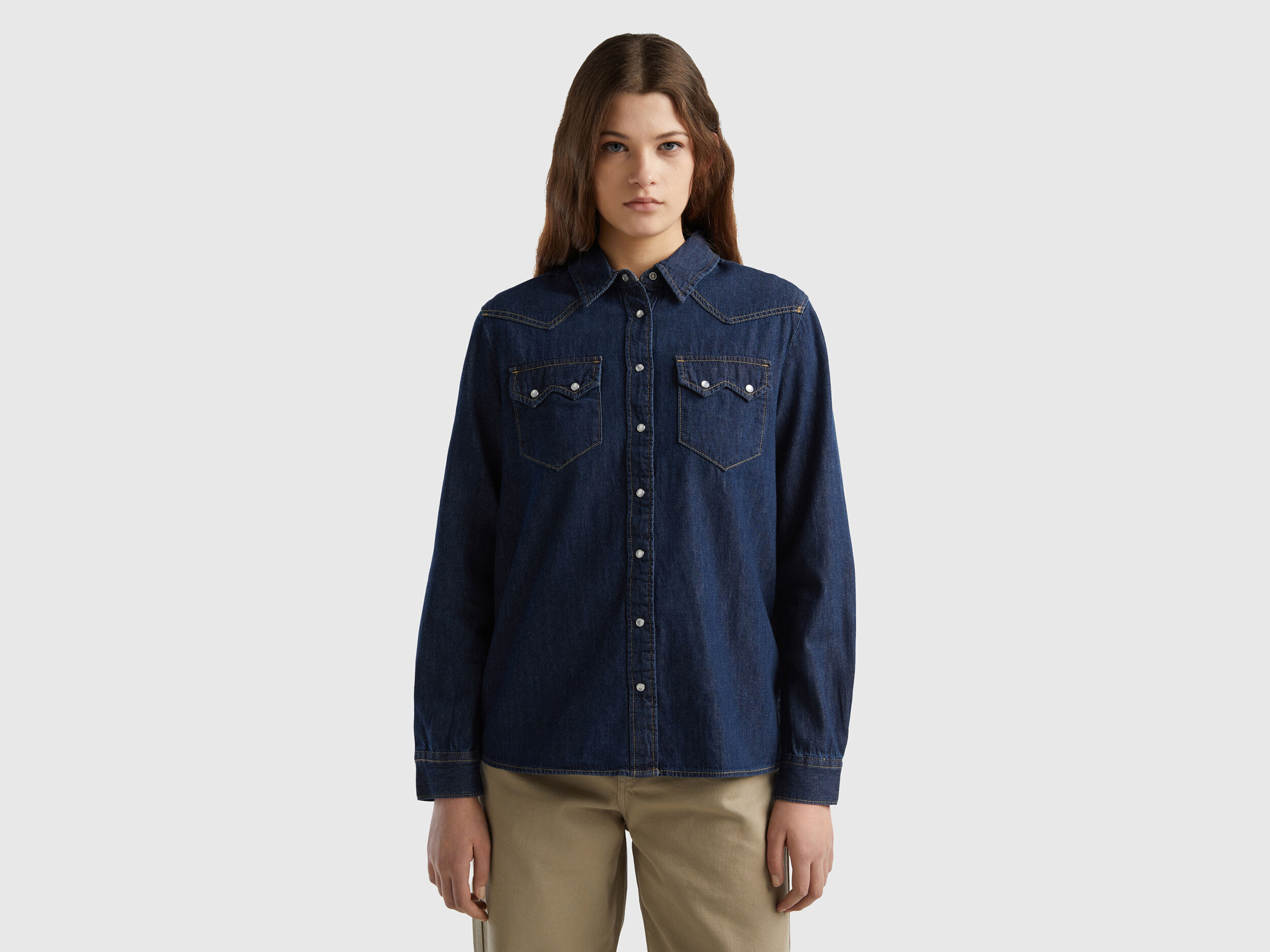 幸せなふたりに贈る結婚祝い denim Western shirt Benetton | Blue - ジャケット・アウター
