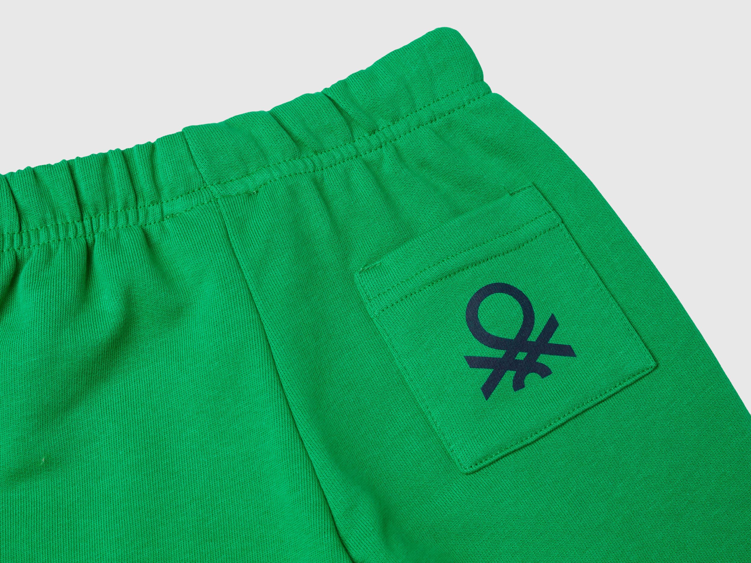 Bermudas in 100 organic cotton sweat Green Benetton