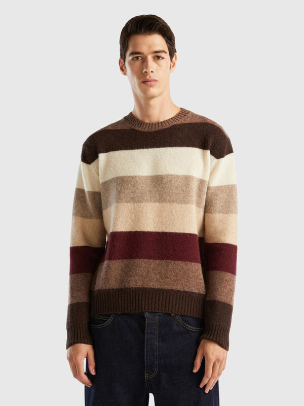 Striped sweater in pure Shetland wool