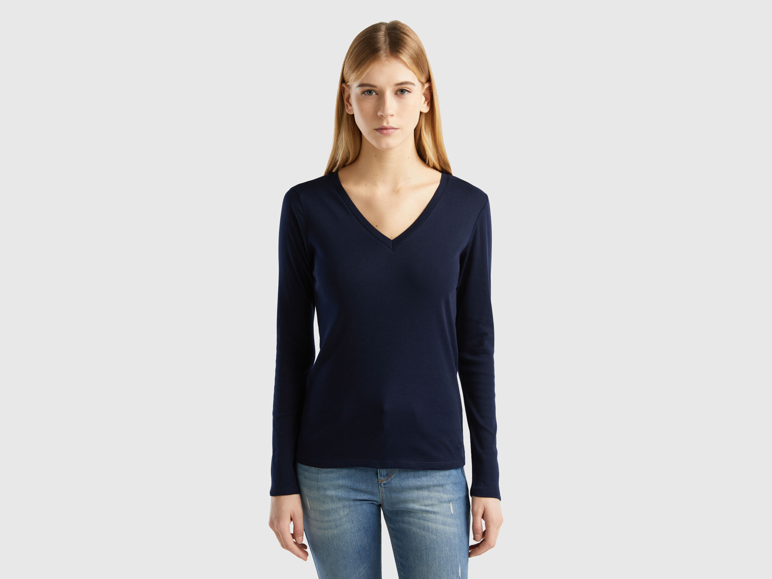 V neck t shirts full sleeves top