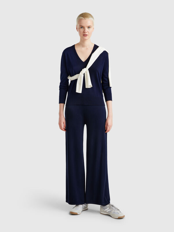 Pantalón ancho de punto Mujer