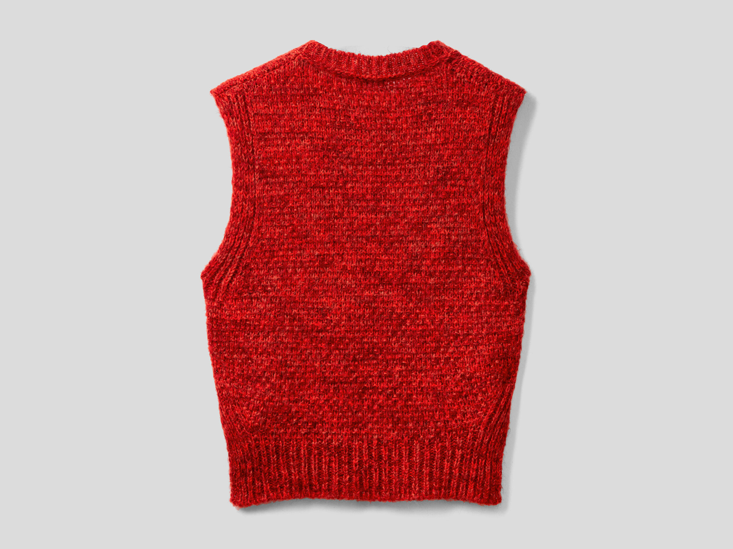 Vest in mohair blend with slits - Red | Benetton