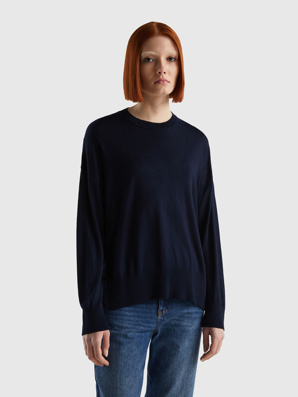 Sweater in viscose blend with slits Women