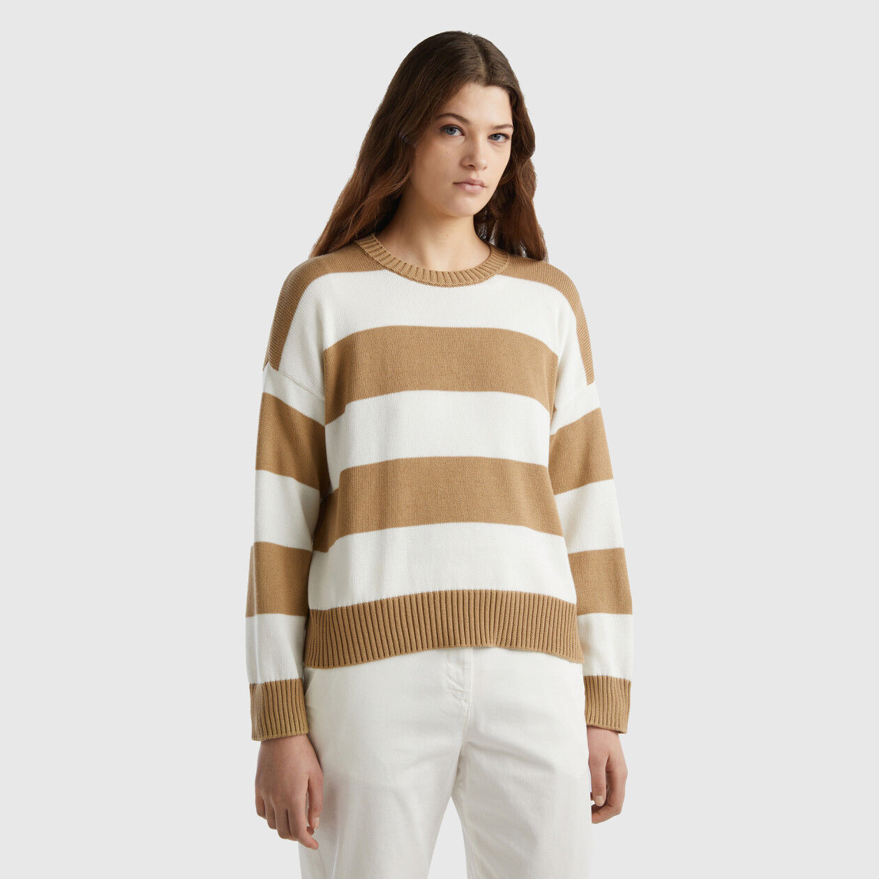 Camel striped sweater best sale