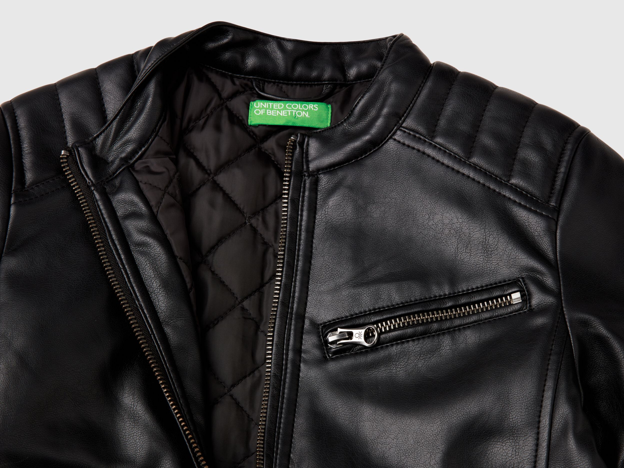 Jacket in imitation leather - Black | Benetton