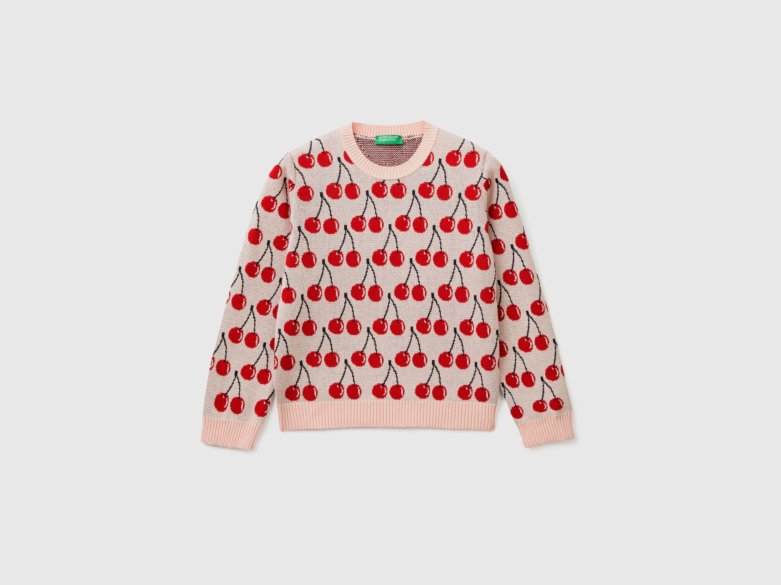 Pink sweater with cherry pattern Pink Benetton