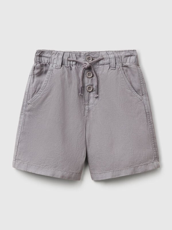 Bermudas con cordón en mezcla de lino Niño
