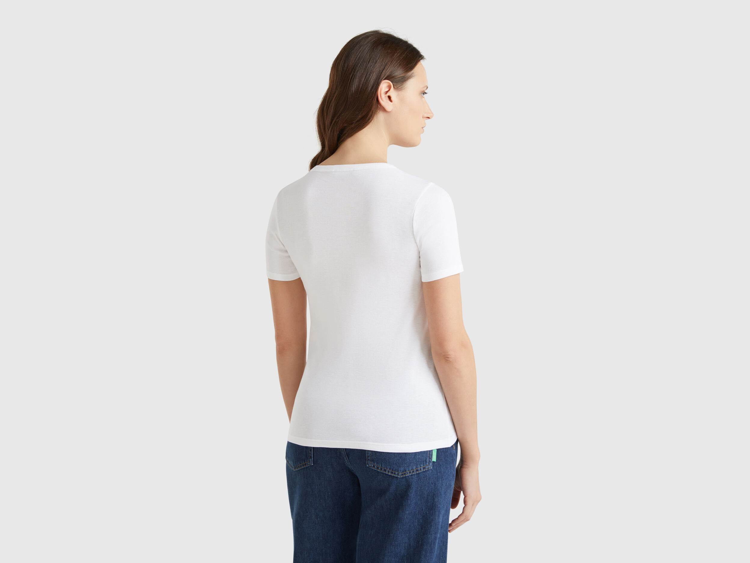 T-shirt in 100% cotton with glitter print logo - White