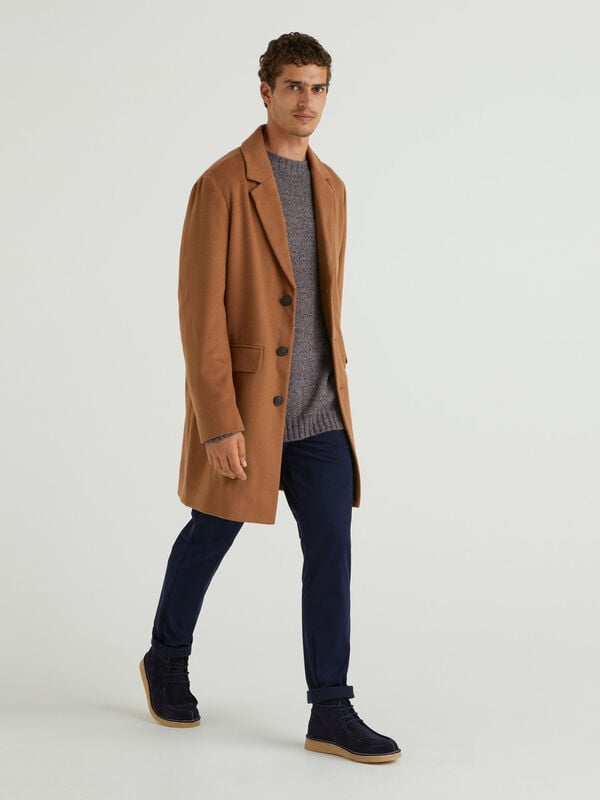 Lined coat in wool blend Men