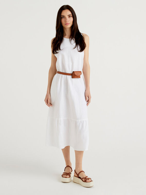 ESPRIT - Midi dungaree dress, linen blended at our Online Shop