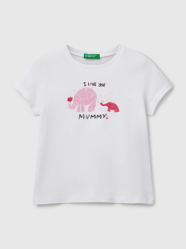 Camiseta regular fit con purpurina Niña