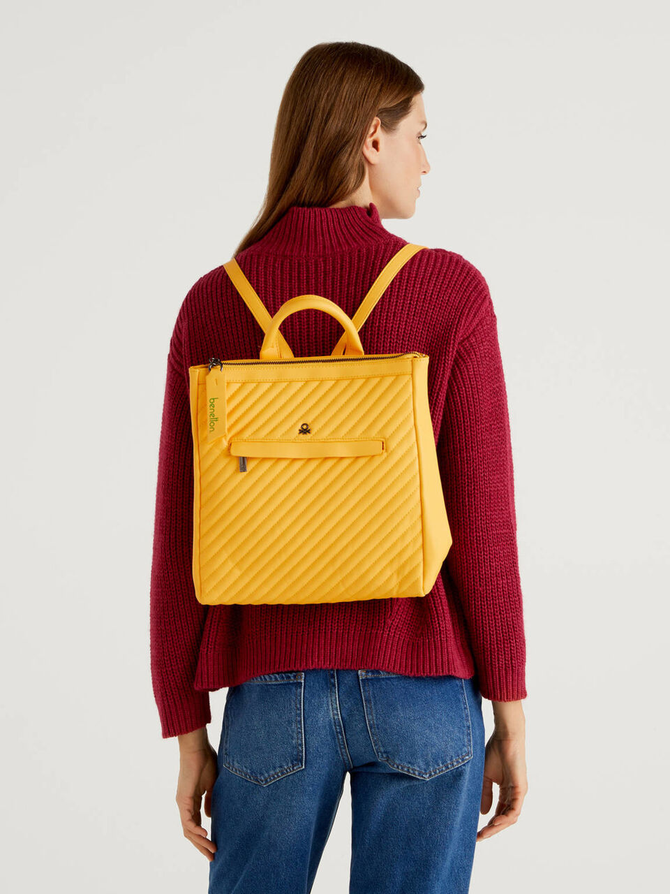 Striped matelassé backpack image number 2