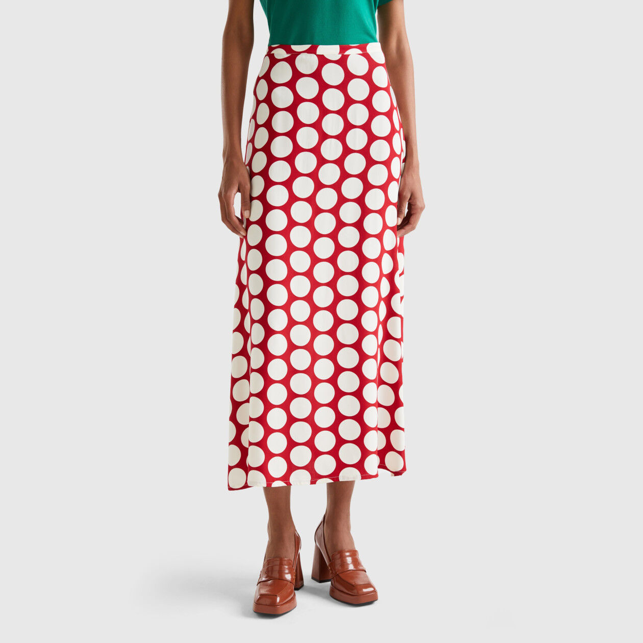 Polka dot top skirt satin