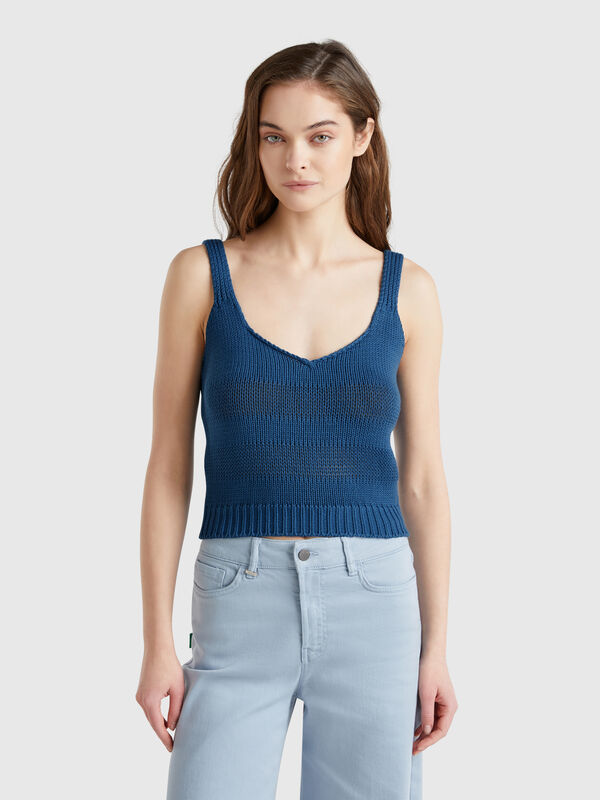 Camiseta sin mangas de punto 100% algodón Mujer